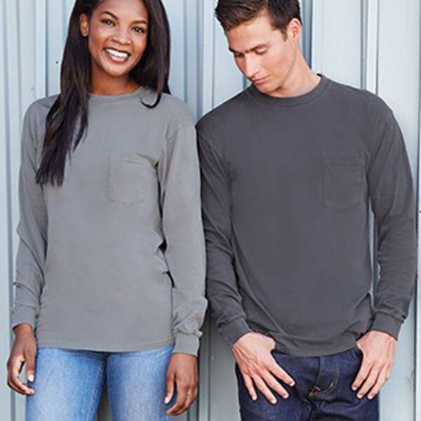 Unisex Inspired Dye Long Sleeve Pocket T-Shirt Thumbnail