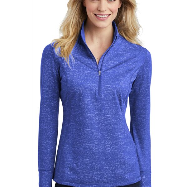 Sport-Tek ® Ladies Sport-Wick ® Stretch Reflective Heather 1/2-Zip Pullover Thumbnail