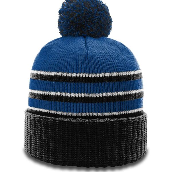 Richardson - Stripe Pom Beanie With Cuff Thumbnail